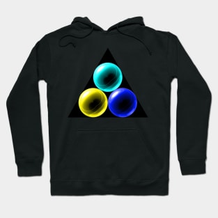 Triangle with Light Blue, Blue and Yellow Glass Balls Hoodie